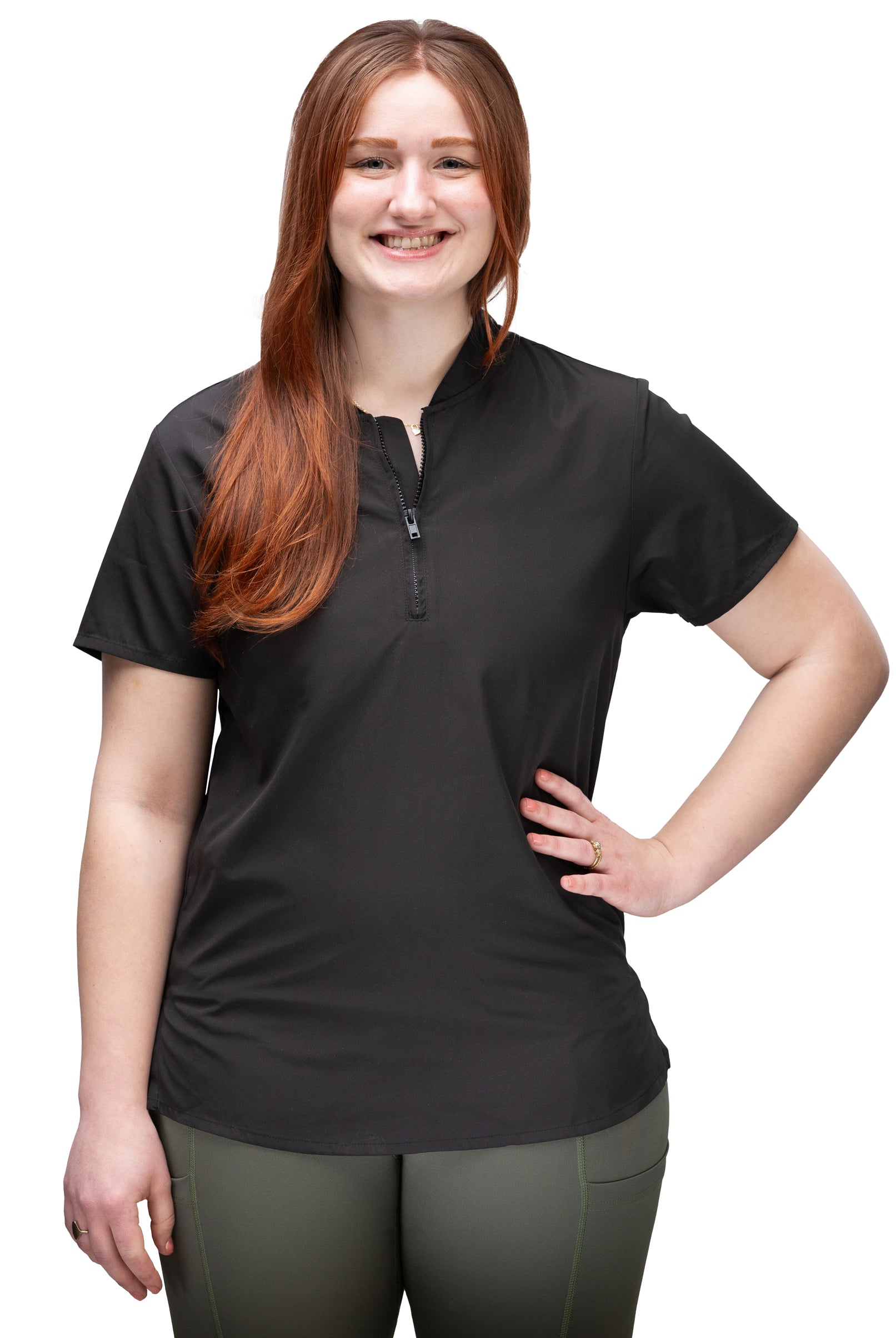 black grooming jacket with short sleeves