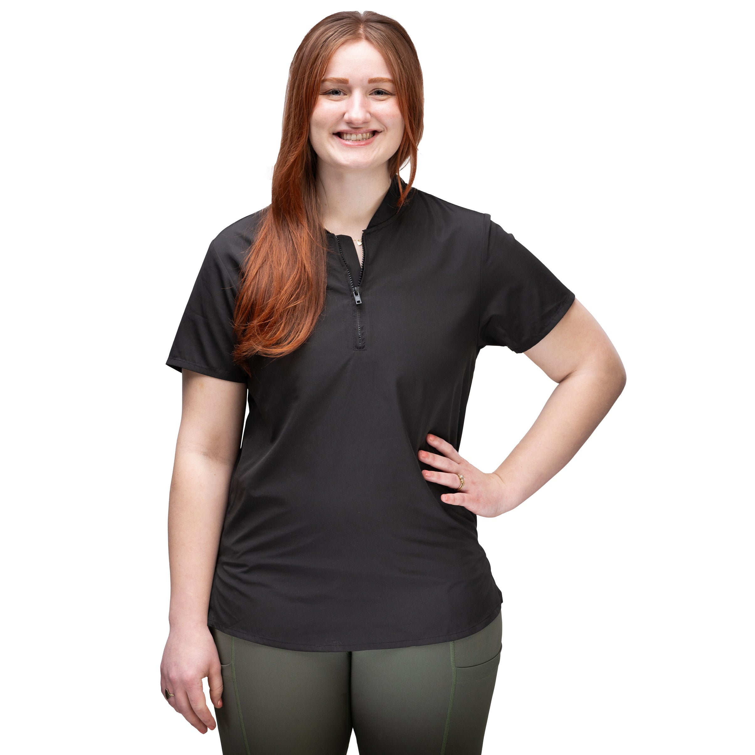 black grooming jacket with short sleeves