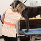 sleeveless orange dog grooming smock