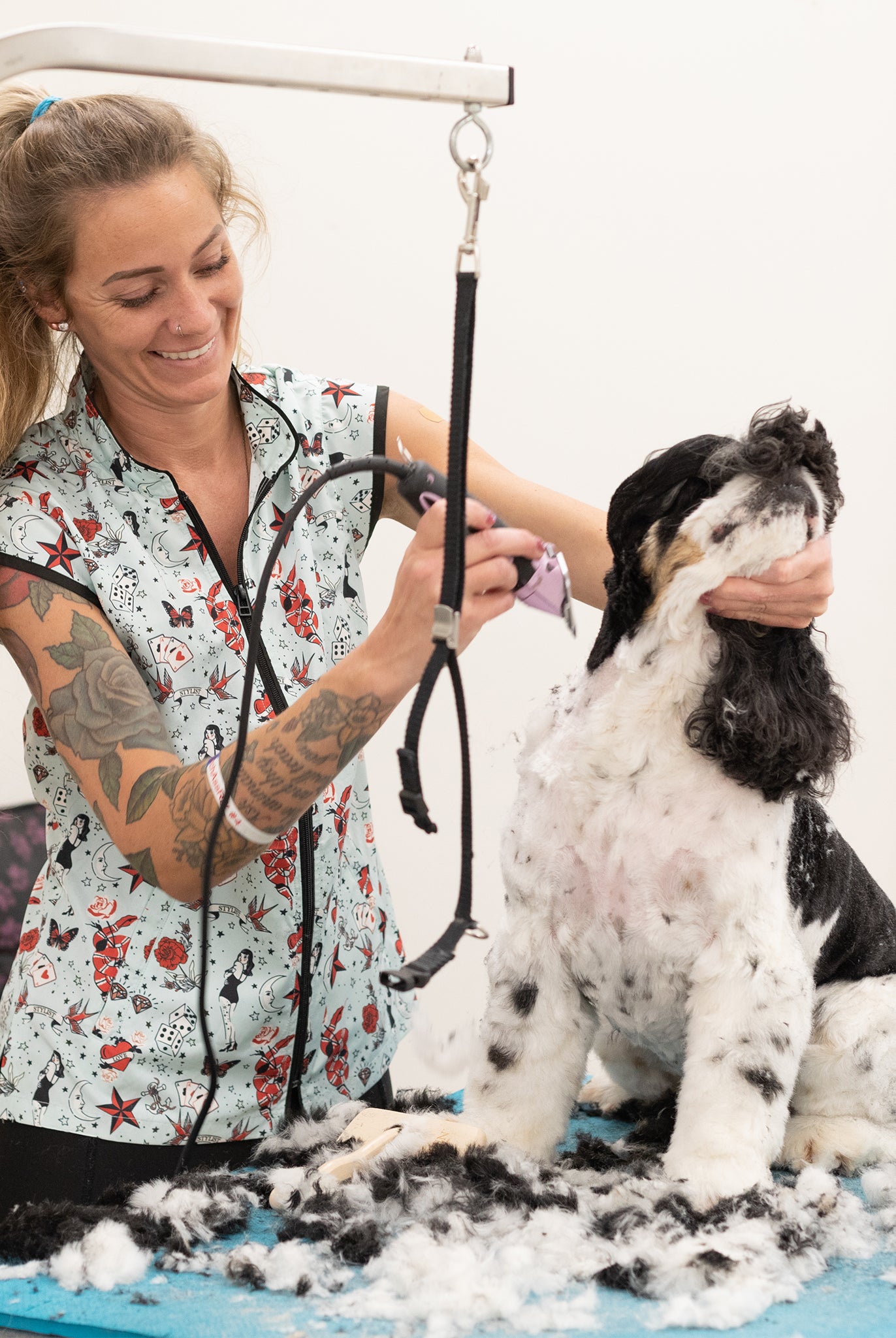 fun grooming clothes, grooming smock with zipper