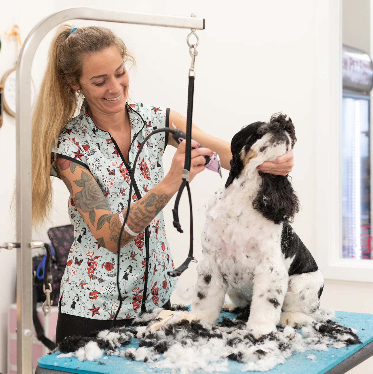 grooming jacket with fun prints and pockets