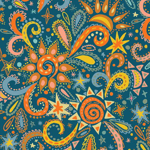 Celestial Suns hair-resistant grooming apparel print