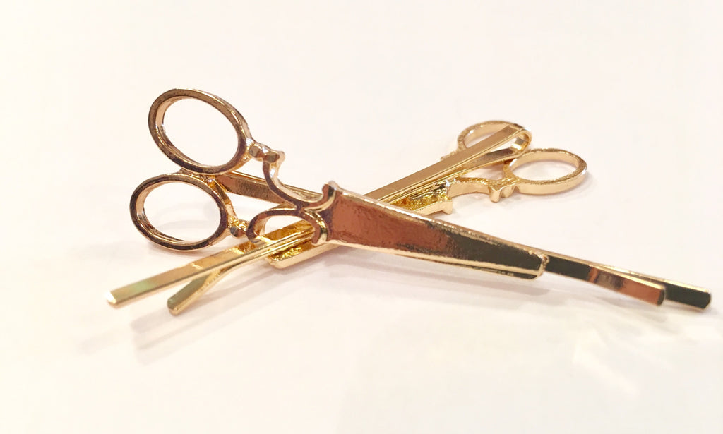 Gold scissor body pin