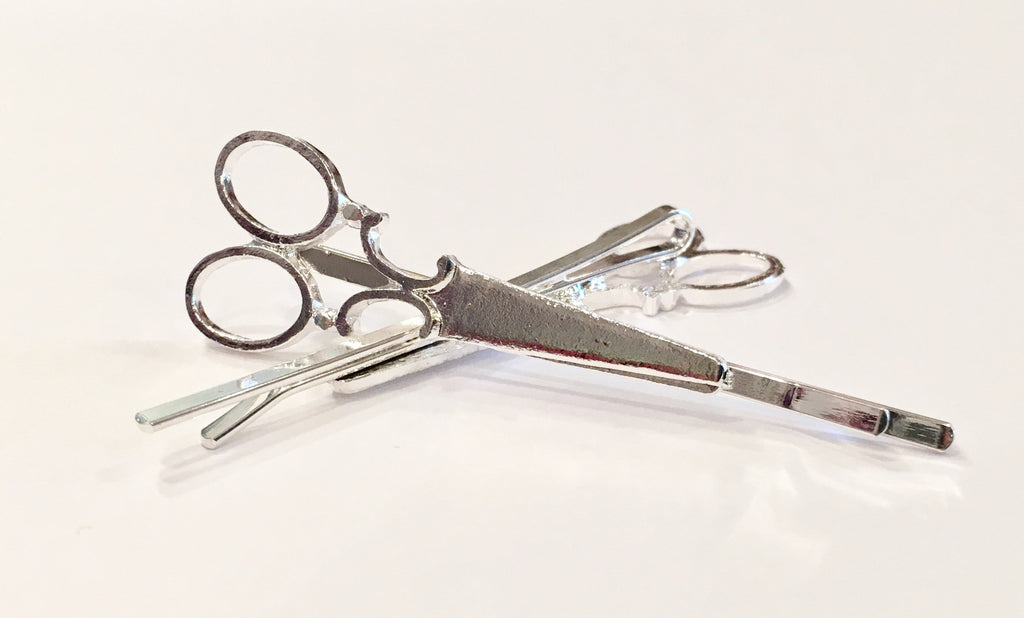 Silver scissor bobby pin